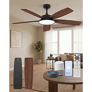 Roomratv 52" Smart Ceiling Fan Compatible with App/Alexa/Google home $77.99