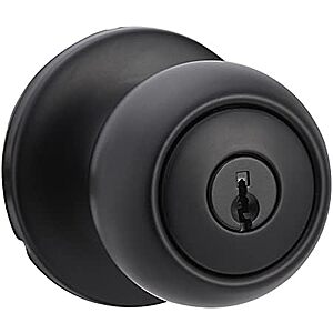 $12* | Amazon Basics Exterior Door Knob With Lock, Coastal, Matte Black at Amazon