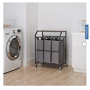 TRINITY 3-bag Laundry Cart with Flip-up Top $59.99 Free Shipping Costco.com
