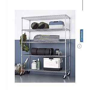 TRINITY 5-Tier Heavy Duty Wire Shelving Rack, 60" x 24" x 72" NSF, Includes Wheels $169.99 Silver or Black free shipping Costco.com