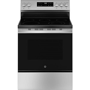 GE - 30 in. Wide 5 Elements 5.3 Cu. Ft. Freestanding Electric Range with Self-Clean and Steam Cleaning Option and Crisp Mode - Stainless Steel $689.99 Bestbuy.com