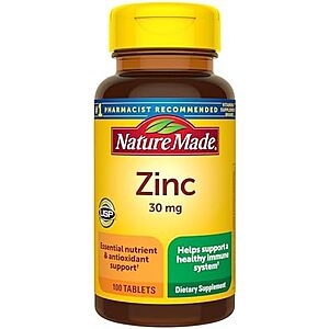 [SnS, AC] $2.74* | 2 × 100-Ct Nature Made 30mg Zinc Tablets ($1.37 each) at Amazon