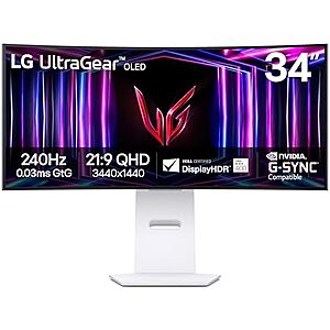 $699.99* | 34" LG UltraGear 34GS95QE-B 3440x1440 WQHD OLED 240Hz 800R Curved Monitor (White) at Amazon