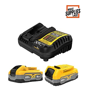 20V MAX XR POWERSTACK Lithium-Ion Battery Starter Kit with 5.0Ah and 1.7Ah Batteries and Charger $134
