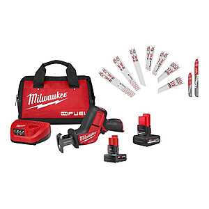 Milwaukee M12 FUEL 12V Li-Ion HACKZALL Kit w/ 5.0Ah XC HO Battery & SAWZALL Blade Set $199