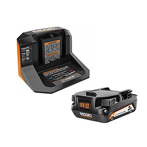 $34: RIDGID 18V Lithium-Ion 2.0 Ah Battery Starter Kit at HomeDepot