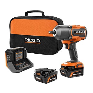 Ridgid 18V Brushless Cordless 4-Mode 1/2 in. High-Torque Impact Wrench Kit with (2) 4.0 Ah Lithium-Ion Batteries and Charger $199