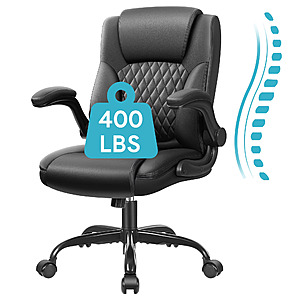COOLHUT Leather Office Chair, Big and Tall Office Chair 400LBS Wide Seat Ergonomic High Back Executive Computer Chair - $69.79 $69.97