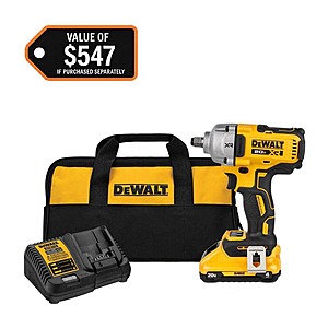 DeWalt DCF891 Mid Torque Impact Wrench Kit 20V MAX XR Lithium-Ion Cordless Brushless 1/2 in. Impact Wrench with Hog Ring Anvil with 4 Ah Battery $229
