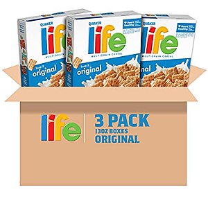 [SnS] $5.67* | 3-pk 13-oz Life Multigrain Breakfast Cereal (Original) at Amazon ($1.89 each)