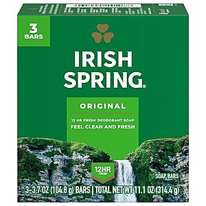 [SnS, AC] $36.17* | 3 × 24-Pk Irish Spring Fresh Deodorant Bar Soap (Original Clean) ($12.06 each) at Amazon