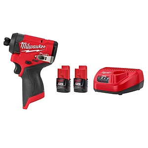 Milwaukee M12 FUEL 12V Lithium-Ion Brushless Cordless 1/4 in. Hex Impact Driver w/M12 Compact 2.0 Ah Battery (2-Pack) Starter Kit $119