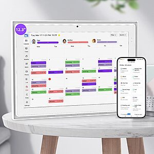 12.3 Inch Digital Calendar, 1920x1280 IPS Digital Picture Frame, 32GB Touch Screen Wall & Desk Digital Planner for Schedule, Photo Display, Meals, Chore Chart & Tasks - $64.99
