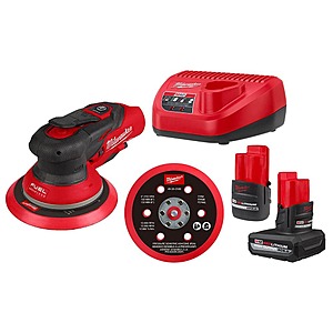 Milwaukee M12 FUEL 6 in. Random Orbital Sander Kit (3/16 in) w M12 XC 5.0Ah & CP 2.5Ah Batteries 12-Volt Li-Ion Brushless Cordless $362