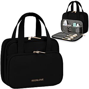 PU Leather Hanging Travel Toiletry & Makeup Organizer Bag (Black) $4.99 + Free Shipping w/ Prime or on $35+