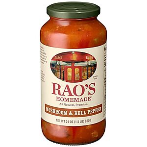 [SnS, AC] $4.05 | 24-Oz Rao's Homemade Sauce (Mushroom & Bell Pepper) at Amazon