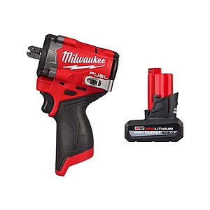 Milwaukee M12 FUEL 12V Li-Ion Brushless Cordless Stubby 1/2in. Impact Wrench with Pin Detent with M12 XC High Output 5.0Ah Battery $229