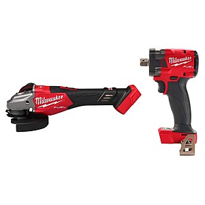 Milwaukee M18 FUEL 18V Lith-Ion Brushless Cordless 4-1/2 in. /6 in. Braking Grinder w/ Slide Switch w/ 1/2 in. Impact Wrench $249