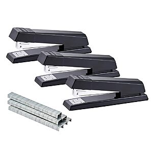 3 pack Bostitch Office No-Jam Premium Desktop Stapler, Full-Strip, Black, 1,250 Staples Included, $14.97, Amazon