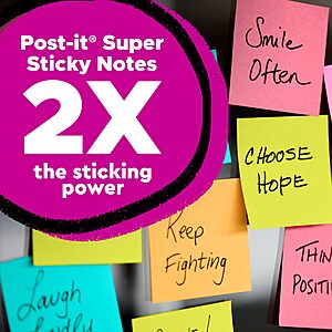 $5.13: Post-it Super Sticky Notes, 5 Pads, 3 x 3 in, Summer Joy, 90 Sheets/Pad at Amazon