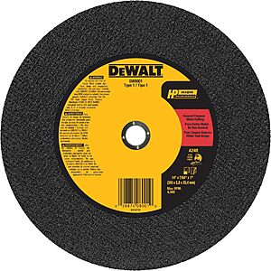 DEWALT 14" Chop Saw Blade, Metal Cut-Off Wheel (DW8001) $6.14 + Free Shipping w/ Prime or on $35+