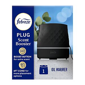 $4.99 ac AMAZON Febreze Plug in Scent Booster Air Freshener Oil Diffuser Plug-in oil diffuser. Boosts scent for 40 mins in Black or White