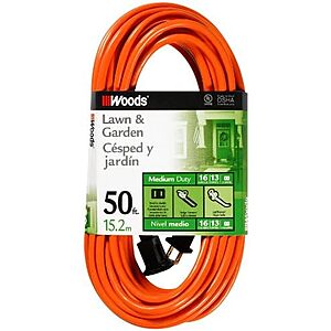 $11.36* | Woods 0723 16/2 SJTW General Purpose Extension Cord, 50 Foot, Orange at Amazon