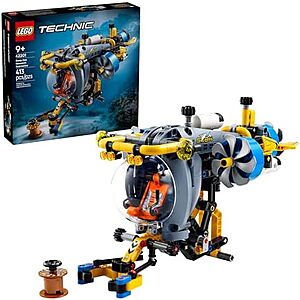 $29.99 | 413-Piece LEGO Technic - Deep-Sea Research Submarine (42201, 2025) at Amazon