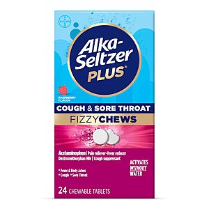 24-Count Alka-Seltzer Plus Cough & Sore Throat Fizzy Chews (Raspberry) $3.94 w/ S&S + Free Shipping w/ Prime or on orders over $35