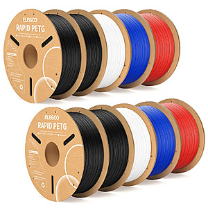 10x 1kg Elegoo Rapid PETG 1.75mm 3D Printer Filament (Choice of 3 color Mix) $82 + FS