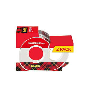 $1 Free Ship Walmart+ TWO COUNT Scotch Transparent Tape Dispensers, Clear, 3/4 in x 250 in, 2 Tape Dispensers