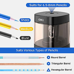 $9 FS Walmart+ by Deli Electric & Battery Pencil Sharpener, Automatic with Adjustable Thickness, Color Choices