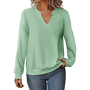 GKBK Womens Sweatshirts Long Sleeve V Neck Tops $8.99
