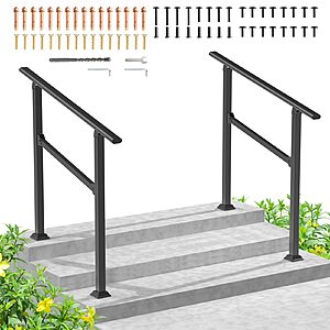 DOEWORKS 3 Steps Outdoor Handrail 2 Pack Heavy Duty Metal Stair Railing $71.99