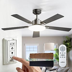 (prime) 52" addlon 6-Speed Ceiling Fan w/ Dimmable Lights & Remote Control $49 + Free S/H