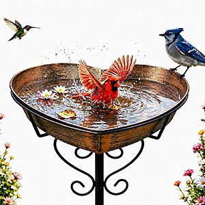 Goodeco Metal Heart Bird Bath - 2.17" Deep, 12.1" Easy-Clean Removable Bowl $12.99