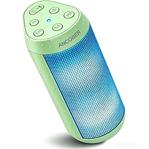 Portable Bluetooth Speaker, Powerful HD Stereo Loud/30H Playtime/IPX4 Waterproof for Outdoor Home/8 Dynamic Lights/Wireless BT 5.3/AUX $13.6