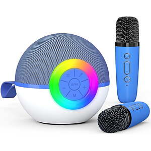 Mixfeer Karaoke Machine for Kids Adults with 2 Wireless Karaoke Microphones, Mini Portable Bluetooth Karaoke Speaker, Birthday Gifts for Boys Girls, Blue $8.99