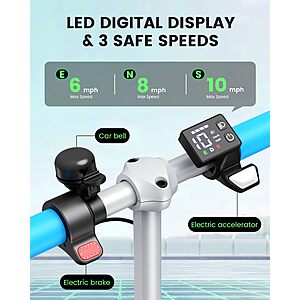 Gyroor H40 Kids Electric Scooter 180W 10MPH LED Lights Ages 6-12 Blue $89.99