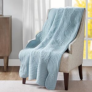 Madison Park 60"x72" Luxe Damask Stitching Cotton Throw Blanket (Blue) $25.49 + Free Shipping w/ Prime or on $35+