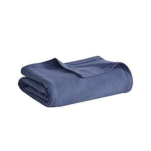 Madison Park Freshspun Basketweave Twin 100% Cotton Blanket 66x90" (Navy) $15.99 + Free Shipping w/ Prime or on $35+