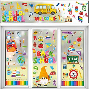 Funnlot Back to School Decorations, 100 Pcs Back to School Window Clings $3.99
