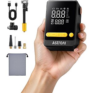 AstroAI Bike Pump, 12s Fast Inflate Electric Bicycle Pump, 150PSI Tire Inflator Portable Air Compressor $19.99