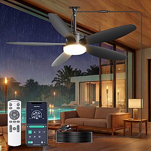 Phylluz 42'' Plug in Outdoor Ceiling Fan with Lights for Gazebo, Black $49.69