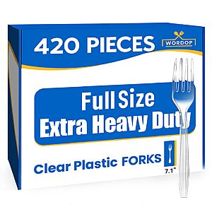 420 Count Extra Heavy Duty Plastic Forks Silverware – Heat Resistant & BPA Free Disposable Silverware Cutlery– Clear Premium Plastic Utensils(Clear, 420 Forks) $16.79