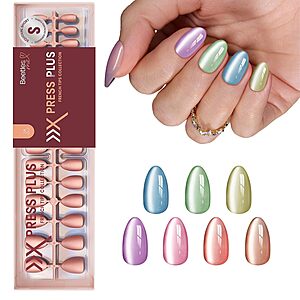 Beetles Short Almond Press-On Nails: 224-Piece X Press Soda Aurora Cat Eye or 192-Piece Spring Sorbet Pastel French Tip $7.59 w/ S&S + Free Shipping w/ Prime or on $35+