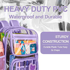 $15.69 FS Walmart+ by DAKIMOE Clear Backpack Heavy Duty Stadium Approved School Cute Transparent Backpacks Clear Bag Travel