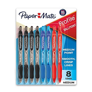 8pk Paper Mate Profile Ballpoint Pens 1.0mm Medium Tip Multicolored $4.89 + Free Pick up at Target