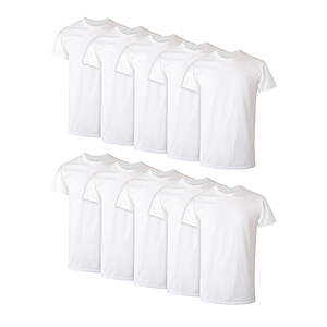 10-Pack Men's Cotton Crewneck Stay-Tucked Undershirts (White)  $23.98 + Free S&H w/ Walmart+ or on $35+