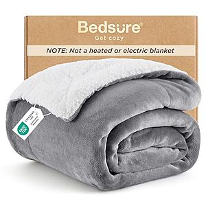 Bedsure GentleSoft Reversible Sherpa Fleece Throw Blanket (50" x 60", Grey) $10.79 + Free Shipping w/ Prime or on $35+